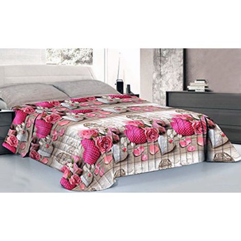 Lenzule Chaude Complete 250x290cm Maxi Corn Cuori Pois Rose