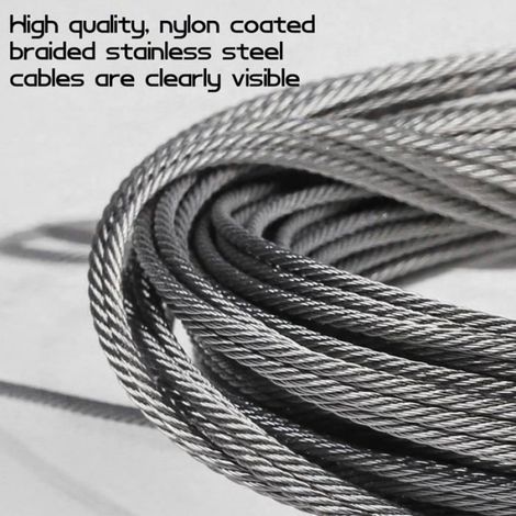Câble Acier Inoxydable 4mm x 20m, Corde 7x7 Brins pour Tableaux Clôtures Jardin Rambarde Dupcheliry (1/5)