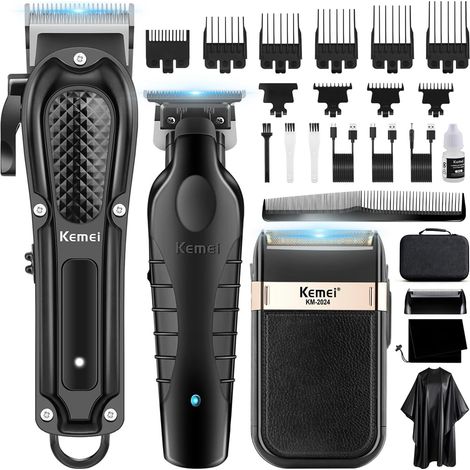 Tondeuse professionnelle pour hommes, Ensemble complet de tondeuse à barbe sans fil T-Blade, Kit complet d'électrique de coupe de cheveux avec 9 peignes de guidage (1/5)