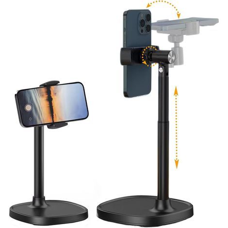 Tragbarer Handyhalter für den Schreibtisch, 360° drehbar für Live-Fotografie und Videografie, schwarz. (1/5)