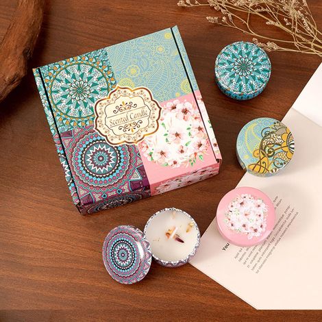 6-teiliges Aromatherapie-Duftkerzen-Set – Geschenkset für Frauen, natürliche Heimdekoration für Bad/Yoga/Hochzeit/Garten (4 Modelle-C) (1/5)