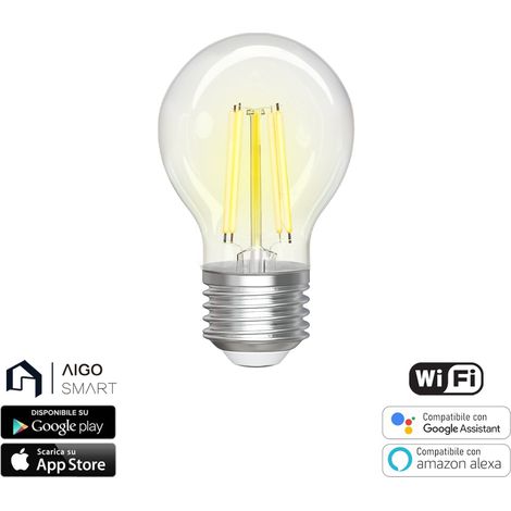 Lampadina Led a Filamento Smart G45 E27 4,5W WiFi CCT luce regolabile e dimmerabile Aigostar (1/5)