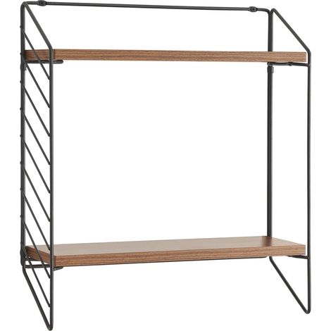 Estantería de diseño atemporal para salón o dormitorio mueble de almacenaje de pared con 2 baldas 48 x 42 x 14 cm marrón 030011235 (1/5)