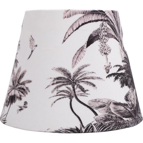 Small Velvet Fabric Lampshade, Decorative Barrel Lampshade  11 x 13 x 17 cm E27 E14 Replacement for Bedside Table, Wall Light Chandelier and Table Lamp (Tropical Forest) (1/5)