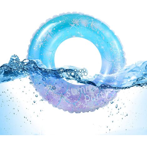 Schwimmring, transparenter Schwimmring, blaue Stern-Pailletten-Schwimmboje, aufblasbarer Schwimmring für Kinder, Schwimmringe für Sommer-Poolparty