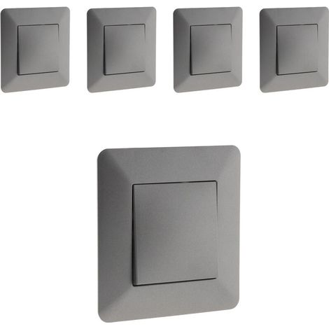Lot de 5 boutons poussoirs Artezo - titanium -