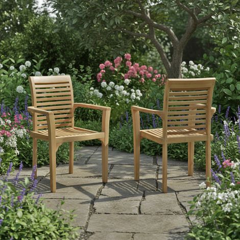 Fauteuils de jardin empilables en teck Samoa (lot de 2)