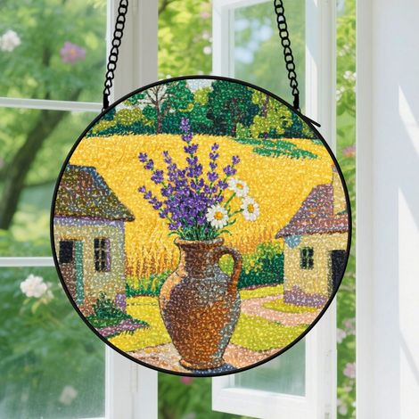Suspension en vitrail, attrape-soleil élégant unique, décoration porte jardin, cadeau Fête des Mères, Noël pour femme, homme, famille 12,5 cm (1/5)