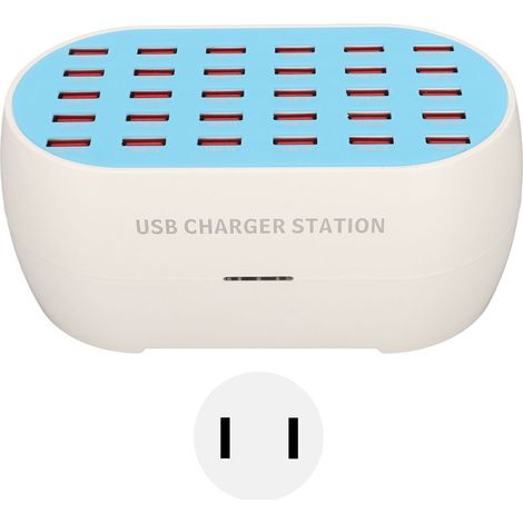 Station de charge USB 160W, 30 ports, chargeur multiprise pour smartphones, appareils numériques, 100-240V, prise américaine. (1/5)