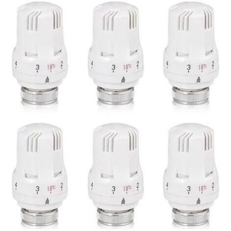 Tête thermostatique radiateur M30 x 1,5 – Lot de 6 pièces – Régulation automatique de température – Protection anti-gel