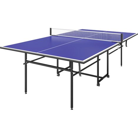 SPORTNOW 9FT Holding Tennis Table w/ Four Wheels, for Indoors, Blue (1/5)
