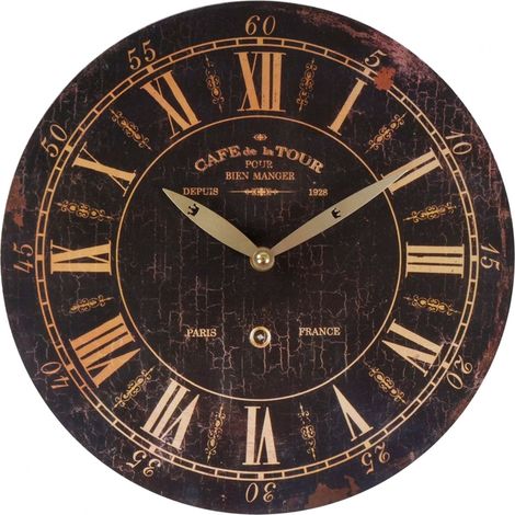 Zeitlose Wanduhr Ø29cm Landhausstil Shabby Vintage Antik Küchenuhr Holzuhr Deko - Antik