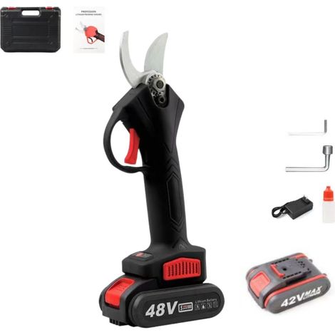 Sécateur électrique, outil de jardin sans fil, coupe-branches, 30 mm, 48 V (2 batteries), chargeur avec prise UE (1/5)