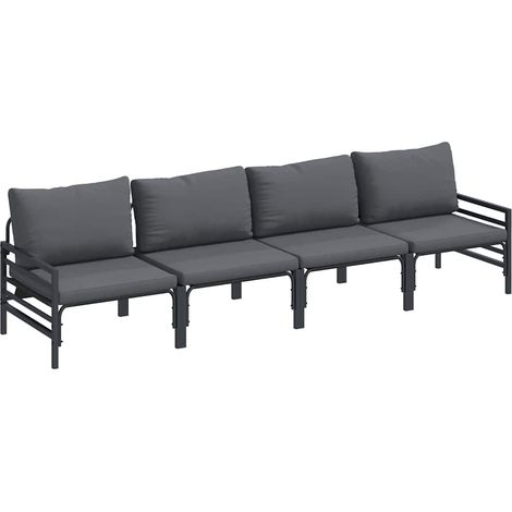 Maison Exclusive - Conjunto de sofás de jardín 4 uds. Negro Acero (1/5)