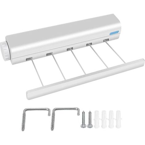 Corde linge rtractable, corde linge portable murale extensible compacte pour salles de sains, salcons ou terrasses usage intrieur ou extrieur,3.75 m(5 Fils) (1/4)