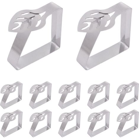 12pcs Lot de à Nappe en Acier Inoxydable - en Forme de Feuille - Antidérapantes - Coupe-Vent - pour Jardin à bière, Pique-Nique, Camping - Design Monobloc (1/5)