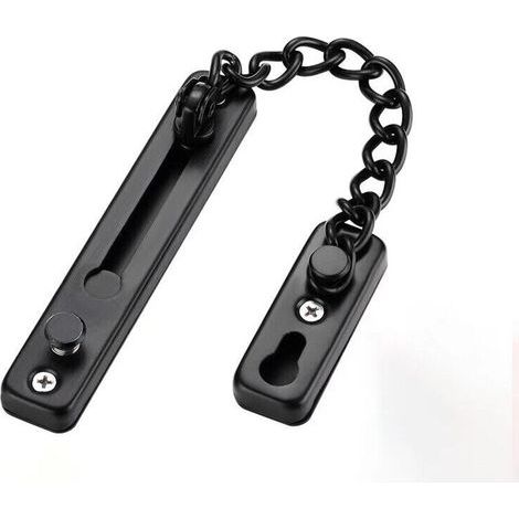 [NEVER USED] Door chains, anti-theft door chain lock, reliable stainless steel door security chain latch lock ideal for home and hotel use (Black).