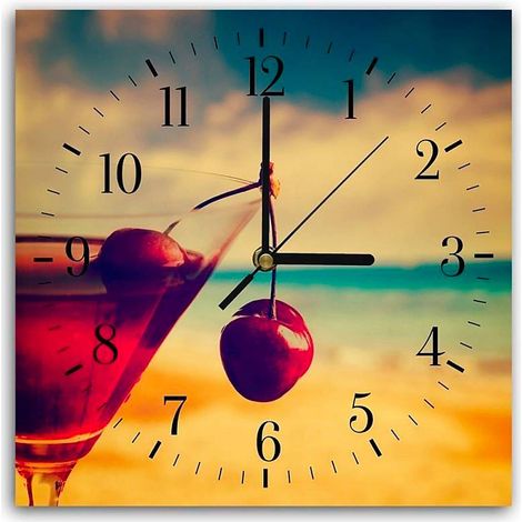 Horloge Cocktail Cerise pour Décoration Intérieure Tendance - 30 x 30 cm