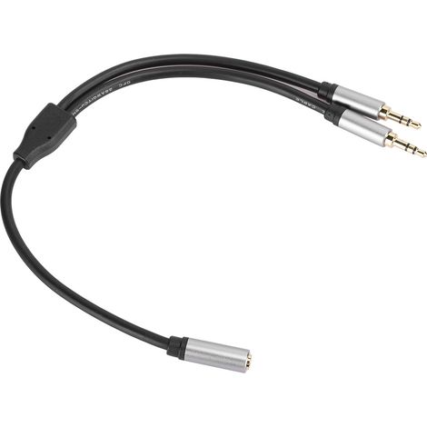 Câble audio AUX 3,5 mm (1 femelle vers 2 mâles) - 1 répartiteur en 2 - Câble de connexion pour amplificateur TV et haut-parleur - 0,3 m / 11,8 pouces