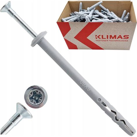 Chevilles A Frapper Klimas Avec Collerette, 8 x 80, Pour Beton Et Brique, PZ2, Lot De 100