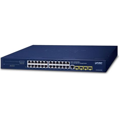 PLANET IPv4/IPv6, 24-Port Gestionado L2/L4 Gigabit Ethernet (10/100/1000) 1U Azul