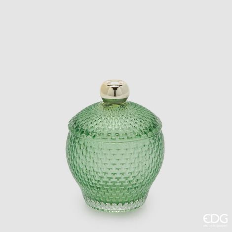 EDG Enzo De Gasperi Contenitore Decorativo Micro Quadretti Bombato H 14,5 Cm D 10,5 Cm Verde