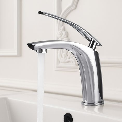 Robinet lavabo robinet salle de bain Mitigeur Lavabo Luxe en laiton avec Flexible x 2 Chrome (1/5)