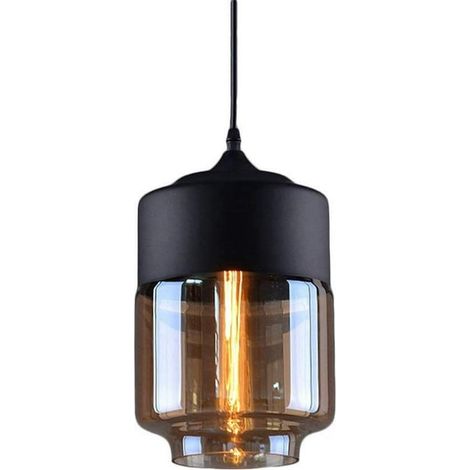 Suspension rétro en verre transparent, abat-jour cylindrique original fraise ourson, luminaire design pour salon, ampoule non incluse, décoration intérieure chaleureuse (1/5)