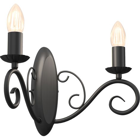 Applique murale double noire mate Mauro 2xE14 Luminex