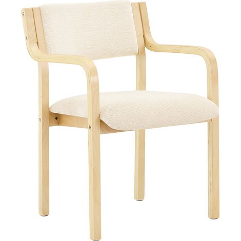 Lot de 2 chaises de salle à manger avec accoudoirs en bois courbé et tissu teddy (1/5)