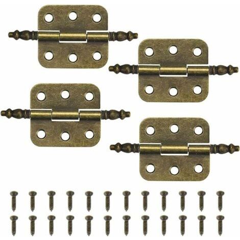 Un ensemble de 4 charnières vintage, 7035 mm, pour portes d'armoires anciennes, 6 trous, style rétro, charnières pliantes décoratives en fer, charnières de porte de meubles anciens, avec 24 vis, convi (1/5)