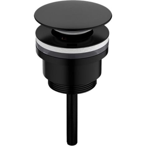 Bonde de lavabo universelle — Compatible avec les lavabos avec ou sans trop-plein — Bonde à clapet par pression — Noir (1/3)