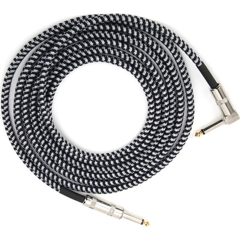 Câble audio 6.35mm pour guitare et micro, anti-bruit, 3 mètres, noir et blanc, connexion instrument (1/5)