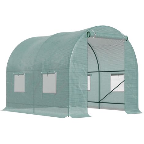 Outsunny invernadero caseta 2,5x2x2 m invernadero de túnel con cubierta de PE 140 g/m² para cultivo plantas verduras frutas en jardín terraza (1/10)