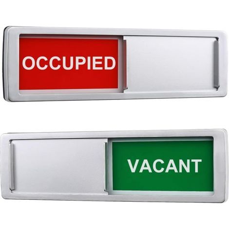 Panneau de confidentialité IC « Libre/Occupé », indicateur de porte coulissante signalant si la pièce est libre ou occupée, 17,8 cm x 5,1 cm - Argent (1/5)