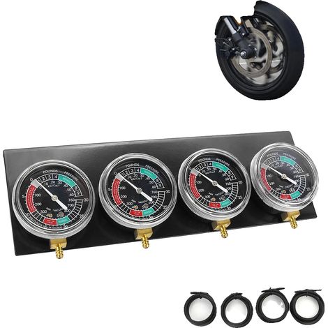 Kit de jauge d'équilibrage de carburateur, métal et plastique, 30,4 cm x 10 cm, diamètre de jauge de 7 cm, compatible avec les machines à 4 cylindres, comprend des tuyaux et des connecteurs de vide (1/5)
