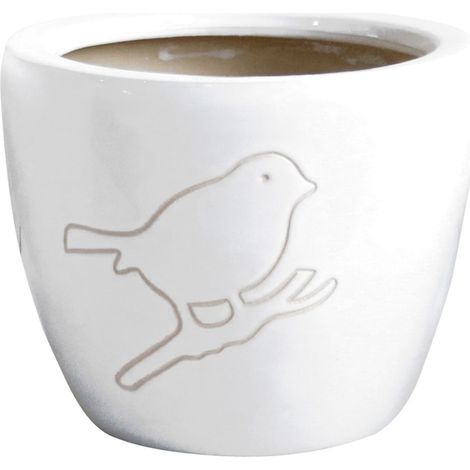 Cache pot Bird blanc en Terre Cuite 13 cm (1/2)