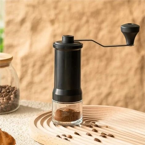 Moulin à café manuel portable avec manivelle, mouture réglable pour expresso, cafetière à piston et café filtre, idéal pour la maison, le bureau et les voyages.-AquaForge (1/5)
