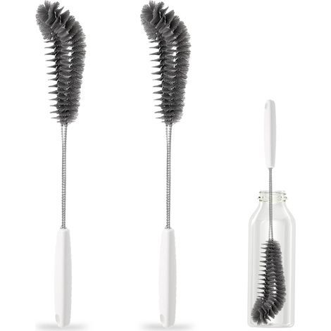 Lot de 2 brosses de nettoyage flexibles de 40 cm pour cuisine et salle à manger – Parfait pour les biberons, les bouteilles de sport, les verres, les tasses, les bocaux et les verres à pied (1/5)