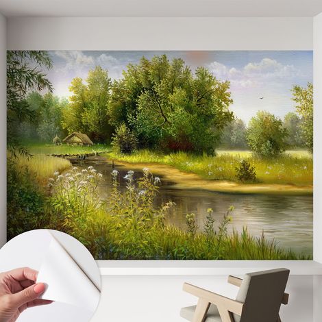 Papier peint autocollant adhésif avec imprimé motifs uniques apparence moderne Paysage rural 152x104 cm (1/5)