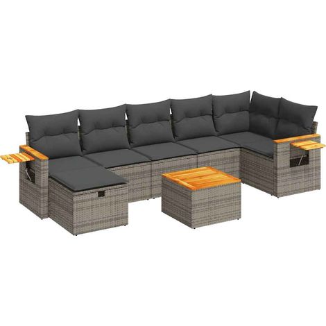 Maison Exclusive - 8-tlg. Garten-Sofagarnitur mit Kissen Grau Pol (1/5)
