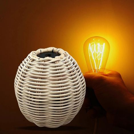 Pied de lampe de table en rotin, petit rondin