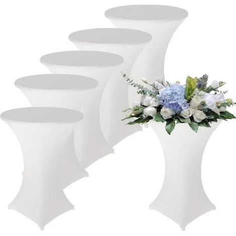 Housse de Table Ronde Élastique pour Cocktail et Banquet - Lot de 5 Housses de Bar sur Pied (80x110 cm)-lsw (1/2)