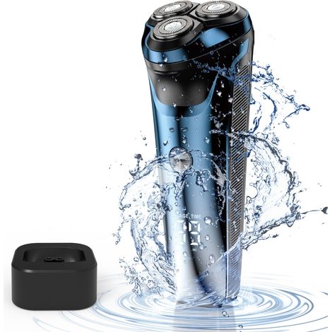 Rasoir Électrique Homme avec Écran LCD, 4D Tête Flottante, IPX7 Étanche pour Rasage Sec et Humide, Rasoir Barbe Homme Rechargeable USB avec Tondeuse Rétractable, Rasoir Sans Fil (Bleu Dégradé) (1/5)