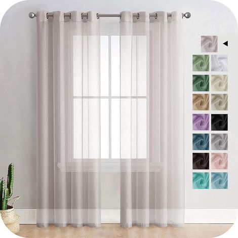 Rideau Voilage 150x250cm à Oeillet Semi-Transparent Décorations d'intérieur de Fenêtre de Salon Moderne Chambre Cuisine Balcon Baie Vitrée Léger, Gris cristal 2 Pièce (1/5)