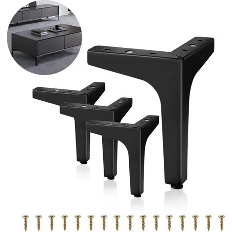 4-teiliges Set robuster, dreieckiger Möbelbeine aus Metall, 13 cm, Tischbeine mit Schrauben, rutschfester Bodenschutz, mattschwarze Ersatzteile im Industriestil.