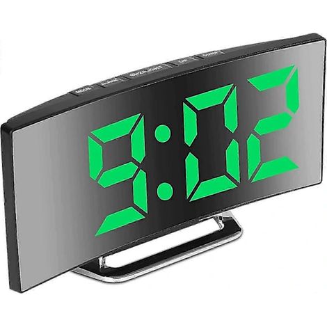 Horloge électronique à grand écran incurvé LED, horloge miroir, réveil silencieux (1/3)