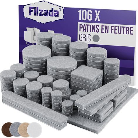 106 Patins Feutre Adhésifs Gris - Mix Carrés et Ronds 3,5mm - Protection Sols Parquet Carrelage - Silence et Anti-rayures pour Chaises et Meubles (1/5)