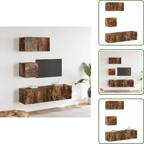 The Living Store Ensemble de meubles TV 4 pcs Chêne fumé Bois d'ingénierie - Meuble tv chêne fumé (1/5)