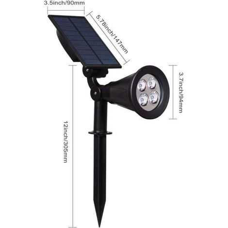 Projecteur solaire d'extérieur Ulisem, étanche IP65, sans fil, avec panneau solaire, orientable à 180°, pour terrasse, allée, allée. (Vert) (1/3)